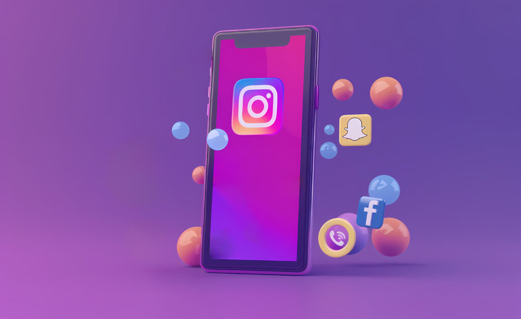 instagram logo on the screen